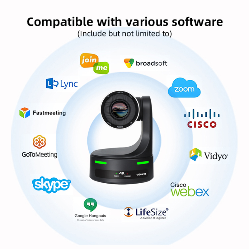 4K PTZ Camera with NDI is compatible with various software
Additionally, the WIN-J86AKN camera is easy to install, and can be mounted on a tripod or a wall. Its compact size and lightweight design make it an ideal choice for mobile applications. It is also compatible with popular video conferencing platforms such as Vidyo, Zoom, Microsoft Teams, and Skype.