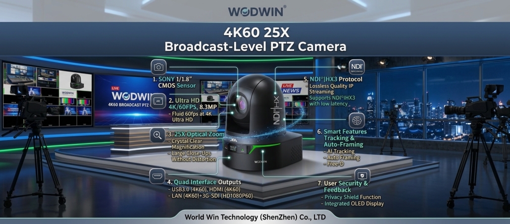 WODWIN WIN-JK71S3N is NDI PTZ Camera with newest NDI|HX3 protol.